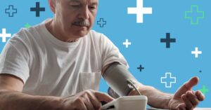 Man using an RPM blood pressure monitor
