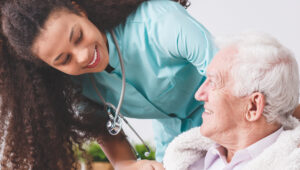Nurse offering care management to man