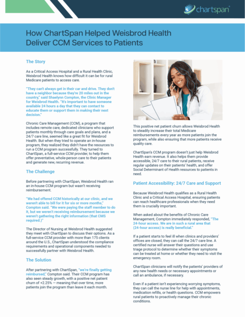 How ChartSpan Helped Weisbrod Health Deliver CCM Services