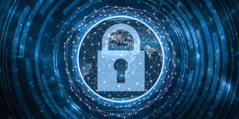 Global Security concept blue abstract illustration 2d