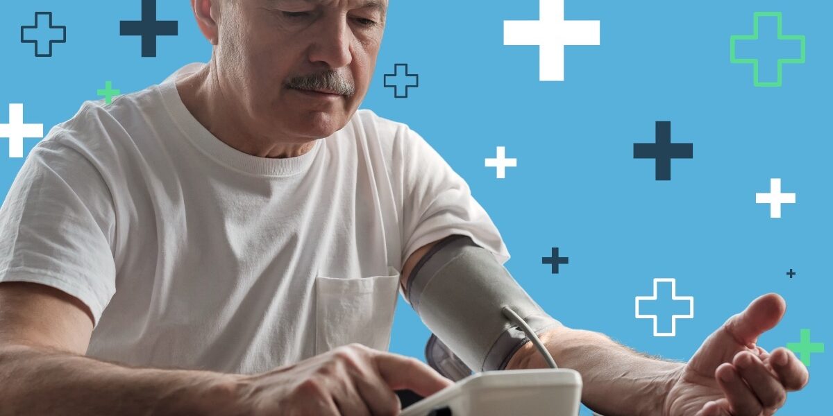 Man using an RPM blood pressure monitor
